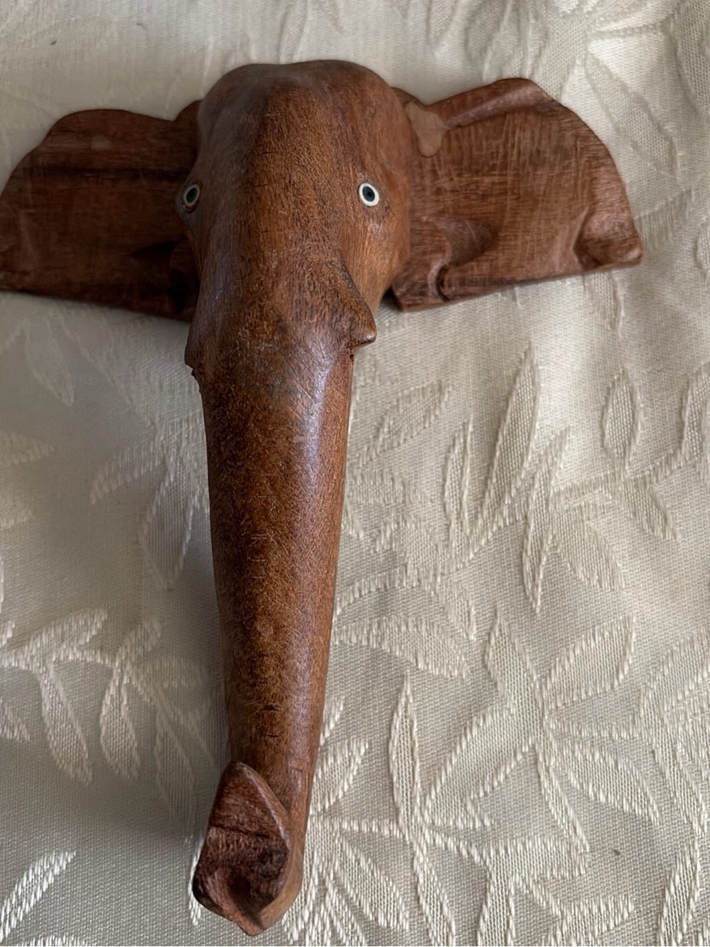 Handcrafted Brown Wooden Elephant Wall Accent